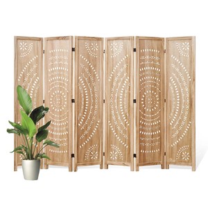 ฉากกั้นห้องไม้มะม่วงแบบพับได้ 4 บาน ขายส่ง - Product Image 6