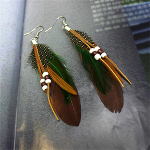 Pendientes de Plumas con Borlas y Cuentas de Cuero, Negros y Rojos, Estilo Boho, Joyería de Moda para Mujer, Verano 2026 - Product Image 2
