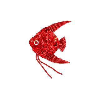 Broche de créateur élégante brodée à la main de perles de rocaille, style vintage - Product Image 5