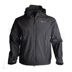 Veste softshell camouflage à capuche pour homme, coupe-vent, fermeture éclair, style vêtements de travail d'extérieur, tissu polyester - Product Image 2