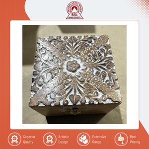 Fabricación en India, Caja de Madera de Mango Hecha a Mano de Alta Calidad para Decoración del Hogar, Caja de Madera Grabada Marrón para Compradores Serios - Product Image 2