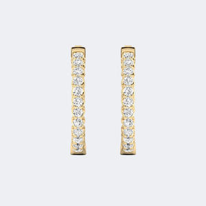 Pendientes de Aro con Diamantes de Corte Redondo de 1.10CTW con Engaste Compartido Tipo Eternity - Product Image 4