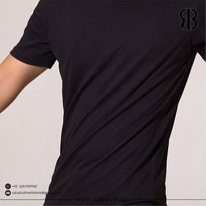 Camiseta negra de manga corta para hombre con estampado del logo RB, cuello redondo, estilo casual, de algodón, corte regular, unisex. - Product Image 4