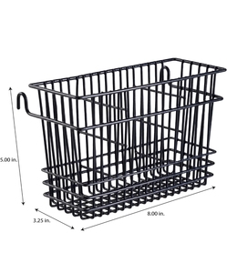 Porte-couverts multifonctionnel en métal noir, support autoportant ou mural, panier de rangement pour ustensiles de cuisine - Product Image 5