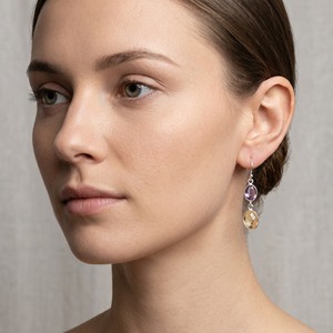 Pendientes Colgantes de Amatista y Citrino Naturales, Plata de Ley 925, Hechos a Mano, con Piedras Preciosas, Elegantes, para Regalo - Product Image 3