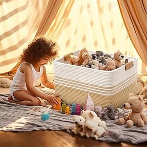 Customised Handwoven Storage <b>Baskets</b> <b>Large</b> Blanket <b>Basket</b> Living Room with Leather Handles, <b>Baskets</b> for Organizing - Product Image 6