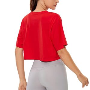 2025, camisetas cortas de verano de calidad Premium para mujer, camisetas transpirables de manga corta con cuello redondo, nuevas camisetas teñidas en cortas gris - Product Image 2