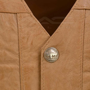 Genuine <b>Leather</b> <b>Vest</b> Premium Sleeveless Garment Reinforced Seams Functional Pockets Secure Front Closure Custom Bulk Supply - Product Image 6