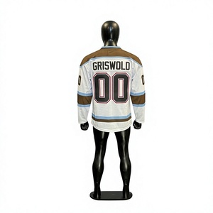 Custom Ice Hockey Jersey Men's White Brown Cartoon <b>Dog</b> Front 69 Shore Sublimated V-Neck Full Sleeve Polyester Breathable - Product Image 3