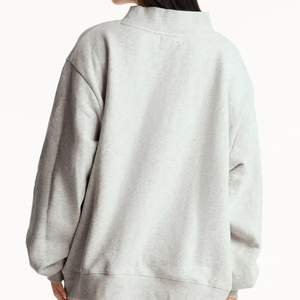 Sweat-shirt unisexe surdimensionné en molleton doux avec logo personnalisé, col montant, broderie et strass, style streetwear pour l'hiver - Product Image 2