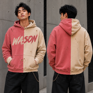 เสื้อฮู้ดดี้ผ้าฝ้ายหนาน้ำหนักมาก แบรนด์ส่วนตัว แฟชั่นสตรีทแวร์สไตล์คนเมือง ไซส์ใหญ่ ผู้ผลิตขายส่ง - Product Image 2