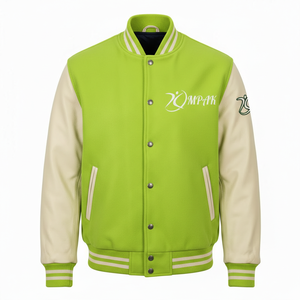 Streetwear de style américain avec manches en cuir, broderies et patchs, vêtements d'extérieur tendance haut de gamme universitaires - Product Image 1