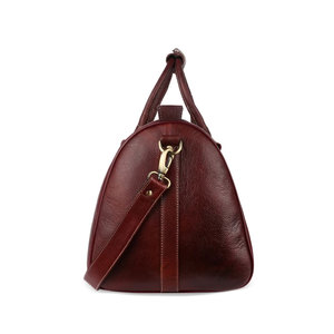 Unisex Genuine Leather Duffle <b>Bag</b> Solid Color Hasps Closure Casual Travel 30-40L Capacity Soft Handle Adjustable Strap - Product Image 5