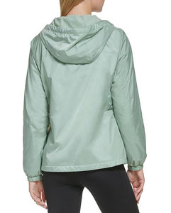 Veste coupe-vent légère à capuche pour femme, couleur unie, manches longues, fermeture éclair, style utilitaire, vêtement d'extérieur pour le printemps - Product Image 2