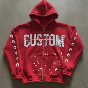 Sudadera con Capucha Extra Grande con Estampado Personalizado y Pedrería, Calidad Premium, 100% Algodón, Alto Gramaje, OEM, Venta al Por Mayor - Product Image 3
