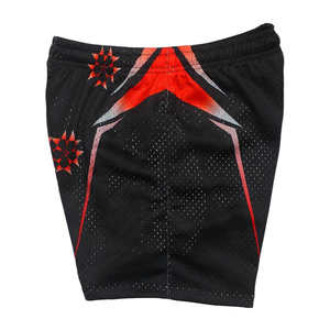 Shorts de basketball tendance pour hommes en maille respirante, décontractés, élastiques, avec logo personnalisé imprimé, en tissu tricoté, style urbain, vente en gros - Product Image 3