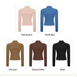 Ropa Deportiva para Mujer, Camiseta de Yoga sin Costuras de Color Sólido, Manga Larga, Top Corto para Entrenamiento, Secado Rápido, Transpirable, Conjuntos de Yoga - Product Image 4