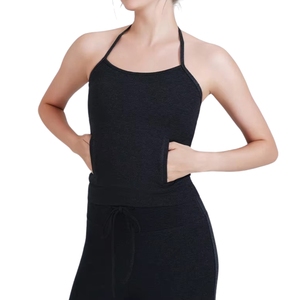 Débardeur court côtelé extensible personnalisé pour femme, couleur unie, coupe ajustée, sans couture, idéal pour le yoga et comme sous-vêtement d'été, vente en gros - Product Image 1