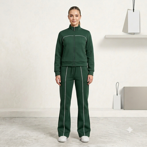 Women 2 Piece Set <b>Zip</b> <b>up</b> <b>Jacket</b> and Full Length Pants Breathable Sportswear Casual Yoga Outfit Seamless Front Logo - Product Image 4