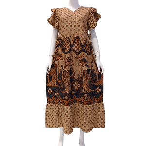 Robes longues à manches volantées pour femmes, modèles kimono à col en V, par Chrysanta - Product Image 4