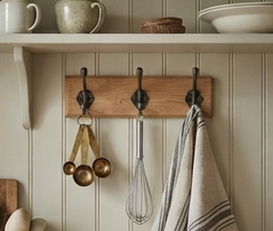 Premium Wooden Wall <b>Hook</b> Rack With 3 Metal <b>Hooks</b> Rustic Design For Clothing Storage Heavy-Duty Wall Mounted - Product Image 2