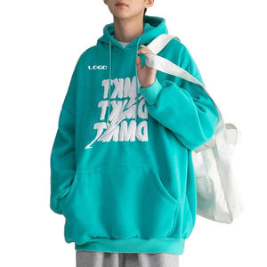 Sweat-shirt à capuche oversize pour homme en coton French Terry, imprimé lettres, poche avant, vêtement décontracté pour l'automne - Product Image 2