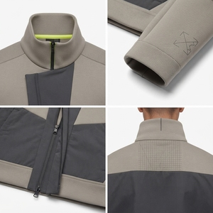 Herren Premium Strick-Trainingsanzug Modulare Boxy-Jacke in Voller Länge Locker Sitzend Schnelltrocknend Stehkragen Farbblockierung Bio-Baumwolle - Product Image 4