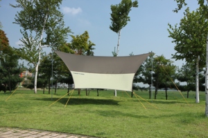 CAMPTOWN HEXA TARP XL-300 Four-season Waterproof PU Coated Camping Tarp UV Resistant Sunshade <b>Canopy</b> Aluminum Silver Fabric - Product Image 4