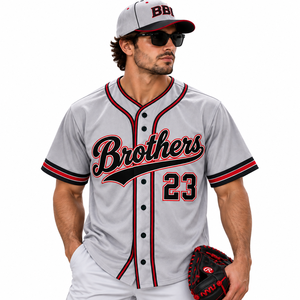 Camiseta de béisbol azul real personalizada para hombre, con botones, bordada, de tela twill, uniforme de equipo, transpirable, de poliéster, para softbol. - Product Image 5