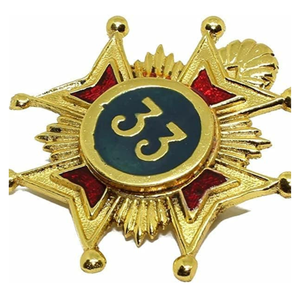 Gold Plated Luxury Masonic Rose Croix 30th Degree Star Jewel <b>Collar</b> Badge Metal Regalia <b>Pin</b> Customized Traditional Uniform - Product Image 1