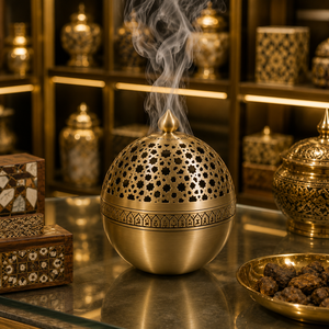 Brûleur d'encens arabe moderne en métal Mabkhara, support de parfum Oud de qualité supérieure, décoration islamique pour la maison, fournisseur en gros - Product Image 4
