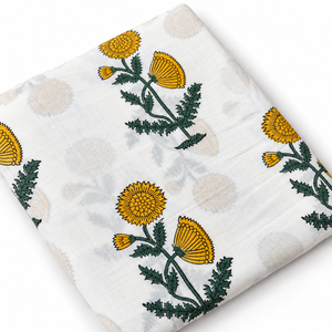 Tissu en coton peigné léger fait main jaune Pinksa Fashion, motif floral tissé, 90 GSM, 60S/60S, largeur 43/44 pouces, Rajasthan, pour bébés et enfants - Product Image 5