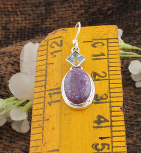 Boucles d'oreilles pendantes artisanales en cuivre violet et turquoise, en argent 925, bijoux spirituels, matrice de cuivre unique, cadeau pour elle - Product Image 6