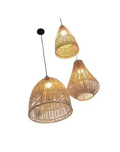 Lámpara colgante de bambú de mimbre hecha a mano moderna de 99 DATOS dorados - Product Image 2