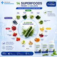 Capsules de mélange de superaliments naturels en 5 couleurs, complément alimentaire pour adolescents, 14 superaliments, 500 mg d'antioxydants, vitamines et minéraux