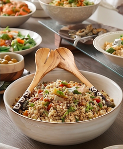 Ensemble d'ustensiles de service en bois de qualité supérieure, parfait pour une décoration de table élégante, les repas à la maison et les dîners en famille. - Product Image 4