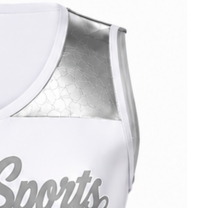 Maillot de cheerleading sans manches blanc et argenté sublimé – Tenue de sport athlétique pour l'entraînement, la performance et la compétition - Product Image 3
