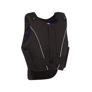 Equestrian Horse Riding Body <b>Protector</b> Safety Vest Quick Release Buckle Shoulder Snap Velcro Adjust White Piping Black - Product Image 5