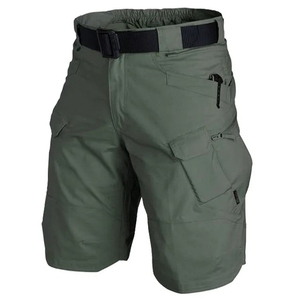 Multi-Pocket <b>Tactical</b> Outdoor Hiking <b>Shorts</b> Drawstring Closure Mid Waist Solid Pattern Knitted Fabric-Durable Utility Design - Product Image 4