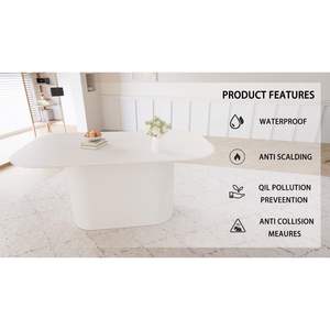 63 \ "tavolo da pranzo in MDF stile crema eleganti gambe verticali a righe spesse 4-8 persone bordo normale bordo nuova cucina di casa - Product Image 6