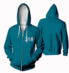 ชุดวอร์มสีเขียวอมฟ้าแบบ unisex เสื้อแจ็คเก็ตมีฮู้ดพร้อมเชือกผูก กางเกงเข้าชุด สีพื้น พิมพ์ลายดิจิทัล ระบายอากาศได้ดี น้ำหนักเบา ผลิตจากผ้าฟลีซ - Product Image 5