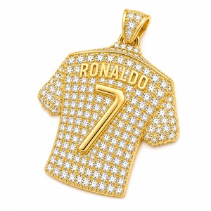 Venta al por Mayor Personalizada No. Collar de Hip Hop con Colgante de Camiseta de Fútbol, 7 Piezas, Oro de 18K, Diamantes Cultivados en Laboratorio, para Hombre - Product Image 2