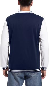 Chaqueta Varsity Blanca y Azul Marino para Hombre, Corte Regular, Estilo Preppy, Cierre de Botones, Material de Poliéster, Ropa de Otoño - Product Image 6