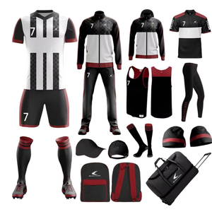 Ensemble de tenue de football personnalisée pour adultes, sublimée, noir et jaune, avec nom d'équipe, maillot, short, sac à dos, sac de sport, sweat à capuche, casquette, chaussettes, chaussures - Product Image 2
