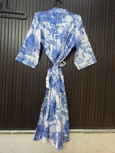Robe Kimono en Coton pour Femme, Col en V, Cordon de Serrage, Peignoir Imprimé Animal, Robe de Chambre pour Spa, Mariage, Tenue du Matin - Product Image 5