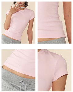 Camiseta de Verano para Mujer, Estilo Y2K, Sexy, Delgada, Lisa, de Poliéster/Algodón, Transpirable, Ecológica, Anti-Pilling, Personalizable - Product Image 6