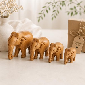 Figurines d'éléphants en bois - Design traditionnel, écologiques, faites à la main, durables, rectangulaires, décoration d'intérieur |   Vente en gros personnalisée OEM - Product Image 2
