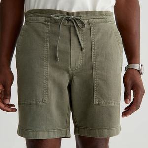 Shorts en jean délavé foncé pour homme, coupe droite, taille mi-haute, décontracté, pour l'été, en tissu de coton tissé, avec poches - Product Image 1