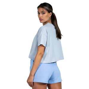 Haut court t-shirts pour femmes manches courtes avec col en O conception couleur unie coton fait été t-shirts pour femmes tenue décontracté - Product Image 2