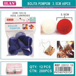 Pompon ILAN 3,5 cm Blu, Materiale per Decorazioni Fai-da-Te - Product Image 3